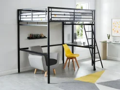 Vente-unique Lit mezzanine CASUAL II - 140 x 190 cm - plateforme bureau - Anthracite