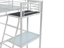 Vente-unique Lit mezzanine CASUAL II - 140 x 190 cm - plateforme bureau - Blanc + matelas Hot