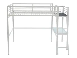 Vente-unique Lit mezzanine CASUAL II - 140 x 190 cm - plateforme bureau - Blanc + matelas Hot