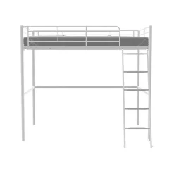Generic Lit mezzanine ELIOT 140 x 190 cm - Métal - Sommier inclus - Blanc New