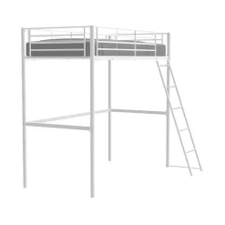 Generic Lit mezzanine ELIOT 90 x 190 cm - Métal - Sommier inclus - Blanc