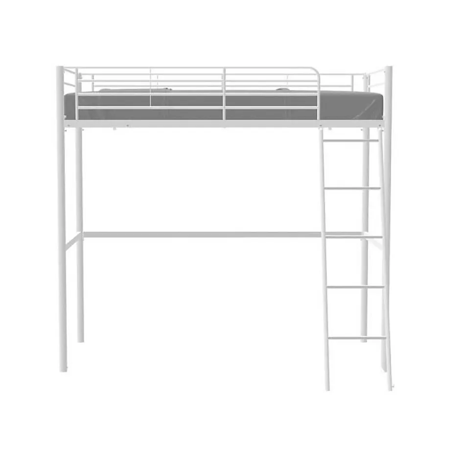 Generic Lit mezzanine ELIOT 90 x 190 cm - Métal - Sommier inclus - Blanc