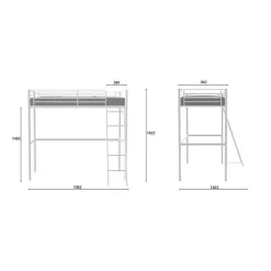 Generic Lit mezzanine ELIOT 90 x 190 cm - Métal - Sommier inclus - Blanc
