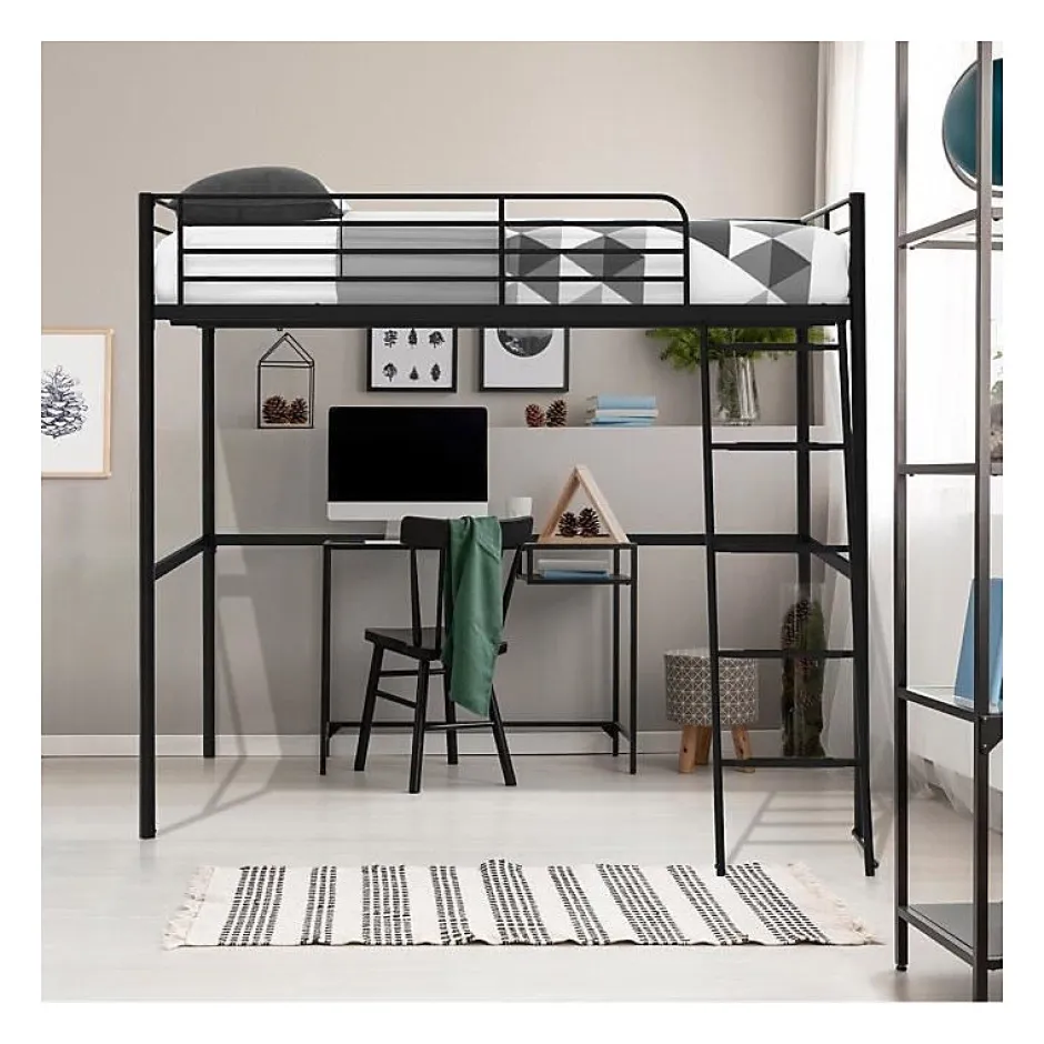 Generic Lit mezzanine en metal - Noir - Sommier inclus - 140 x 200 cm - ELIOT