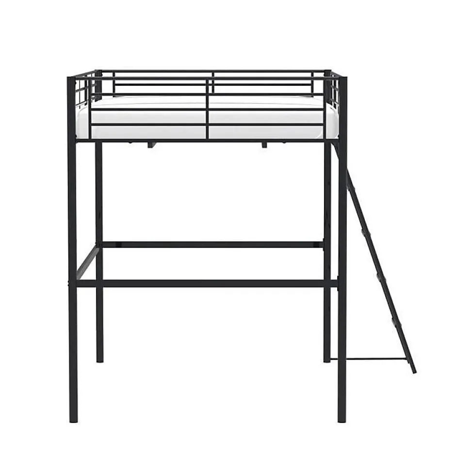Generic Lit mezzanine en metal - Noir - Sommier inclus - 140 x 200 cm - ELIOT