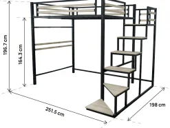 Enfant Habitat Et Jardin Lit mezzanine en métal avec escalier