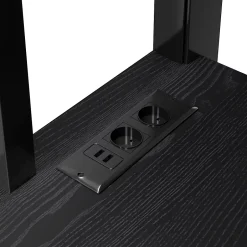 ModernLuxe Lit mezzanine en métal 140x200mm avec armoire ouverte et bureau - LED et port USB - Avec échelle de rangement et étagères - Noir Best