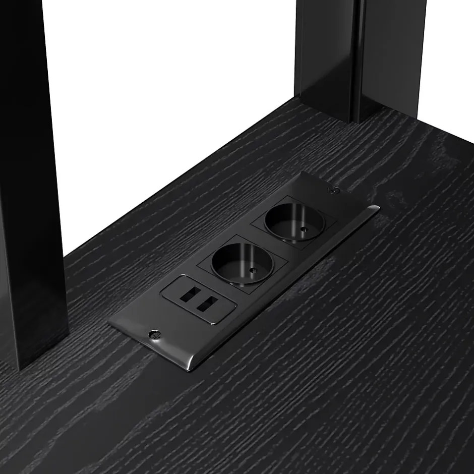 ModernLuxe Lit mezzanine en métal 140x200mm avec armoire ouverte et bureau - LED et port USB - Avec échelle de rangement et étagères - Noir Best