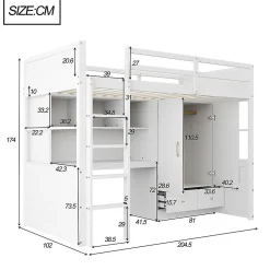 Blackcolors Lit mezzanine enfant avec bureau et armoire,90x200cm,blanc,avec échelle et rangement Discount