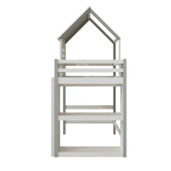 Okwish Lit Mezzanine enfant 90x200 cm - Lit Cabane avec Échelle de Sécurité, Rangement Intégré, Bois Massif MDF, Vert, Sans Matelas