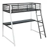 Vente-unique Lit mezzanine MALICIA - 90 x 190 cm - bureau intégré - Noir et blanc Sale
