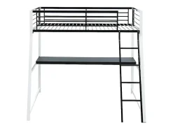 Vente-unique Lit mezzanine MALICIA - 90 x 190 cm - bureau intégré - Noir et blanc Sale