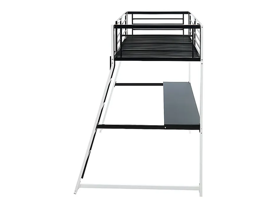 Vente-unique Lit mezzanine MALICIA - 90 x 190 cm - bureau intégré - Noir et blanc Sale