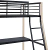 Vente-unique Lit mezzanine MALICIA - 90 x 190 cm - bureau intégré - Noir et chêne Online