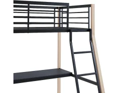 Vente-unique Lit mezzanine MALICIA - 90 x 190 cm - bureau intégré - Noir et chêne Online