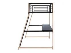 Vente-unique Lit mezzanine MALICIA - 90 x 190 cm - bureau intégré - Noir et chêne Online