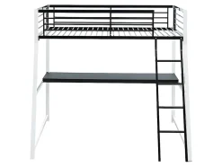 Vente-unique Lit mezzanine MALICIA - 90 x 190 cm - bureau intégré - Noir et blanc + matelas Hot