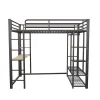 Urban Meuble Lit mezzanine métallique avec bureau, étagères et espace rangement Sale