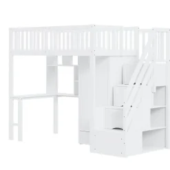 Okwish Lit Mezzanine 90x200 - Lit Enfant avec Bureau, Armoire et Rangements Intégrés, Design Pratique et Moderne, Bois Blanc Sale