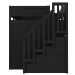 Okwish Lit Mezzanine 140x200 cm - avec Bureau Intégré, Escalier de Rangement et LED, Ports USB - MDF + Contreplaqué - Noir et Rouge Outlet