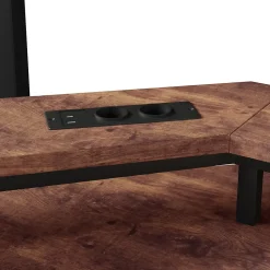 Okwish Lit Mezzanine 90x200 cm - Bureau Intégré, Éclairage LED Réglable et Panneau Perforé - USB, Type-C et 2 Prises - Métal + MDF - Noir
