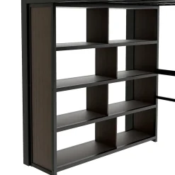 Okwish Lit Mezzanine 140x200 cm - Lit Ado avec Bureau Intégré, LED et Escalier de Rangement, Métal + MDF, Noir