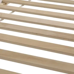 Okwish Lit mezzanine 90x200 cm - Lit avec échelle à 3 marches, toboggan et étagère amovible - Pin + MDF - Sans matelas - Blanc + Naturel Clearance