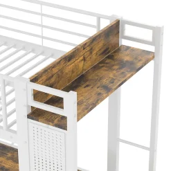 Okwish Lit Mezzanine 90x200 cm - Lit Déco avec Rangement - Métal et MDF - Sans Matelas - Blanc