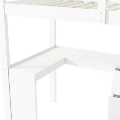 Okwish Lit Mezzanine 90x200 cm - Lit enfant avec Bureau et Rangement, Échelle, MDF - Sans Matelas - Blanc Online
