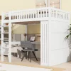 Redom Lit mezzanine 140x200 cm avec bureau intégré, armoire et 3 tiroirs fonctionnels en pin blanc Outlet