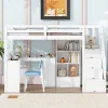 Enfant Redom Lit mezzanine 90x200 cm avec bureau integre tiroirs et etageres structure pin et MDF blanc