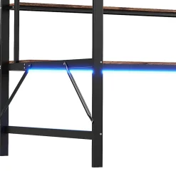 Okwish Lit mezzanine 140x200 cm avec bureau, étagères, LED et prise USB - lit ado/enfant gain de place - métal noir - sans matelas Hot