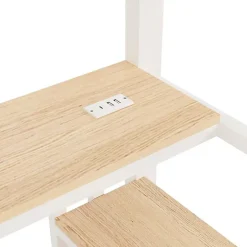 ModernLuxe Lit mezzanine 90x200 cm avec LED - avec penderie et bureau - 2 ports USB + 1 port Type-C - blanc (matelas non inclus) Sale