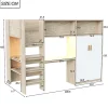 ModernLuxe Lit mezzanine 90x200 cm avec un bureau et une armoire - avec des étagères - avec LED - naturel (matelas non inclus) Online