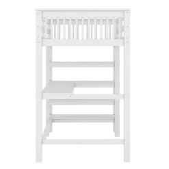 Enfant Aapaas Lit mezzanine 90x200 cm blanc sans matelas avec bureau integre et etageres pour chambre denfant