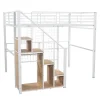 Aapaas Lit mezzanine 140x200 cm en métal blanc avec échelle de sécurité et étagère pour enfant ou adolescent Clearance