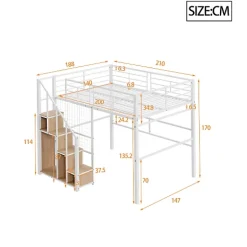 Aapaas Lit mezzanine 140x200 cm en métal blanc avec échelle de sécurité et étagère pour enfant ou adolescent Clearance