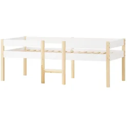 ModernLuxe Lit mezzanine 90x200 cm en pin massif avec tiroirs - Blanc (sans matelas) Online