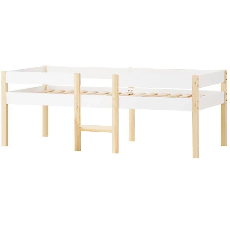 ModernLuxe Lit mezzanine 90x200 cm en pin massif avec tiroirs - Blanc (sans matelas) Online