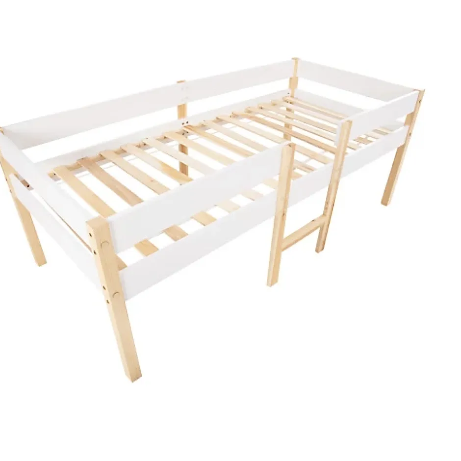 ModernLuxe Lit mezzanine 90x200 cm en pin massif avec tiroirs - Blanc (sans matelas) Online