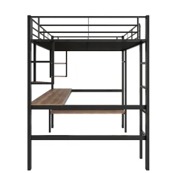 ProximaX Lit mezzanine 90x200 cm métal noir, surélevé avec échelle, bureau et 4 étagères d angle, pour enfants et ados Hot