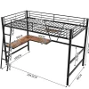ProximaX Lit mezzanine 90x200 cm métal, surélevé, échelle, bureau en L et étagère intégrée, pour enfants et adolescents, Noir Sale