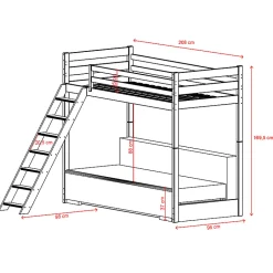 Petits-Meubles Lit mezzanine 90x200 sommier et canape inclus Orlane Blanc et gris