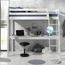 Petits-Meubles Lit Mezzanine 90x200 Sommier Inclus et Bureau Vipack Pino - Blanc Clearance
