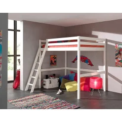 Enfant Petits-Meubles Lit Mezzanine 140x200 Sommier Inclus Vipack Pino - Blanc