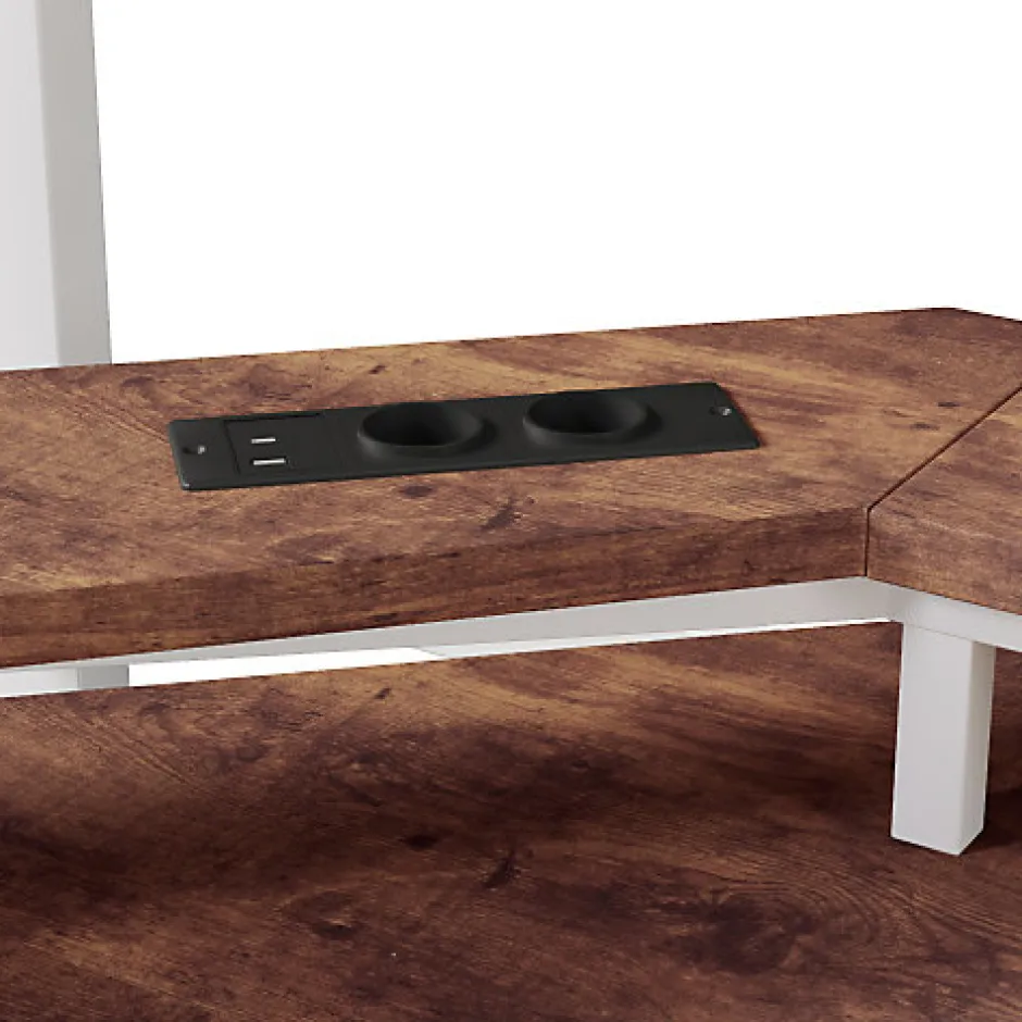ModernLuxe Lit mezzanine 140x200cm - structure en fer - bureau intégré - LED - USB et prise - blanc (matelas non inclus)