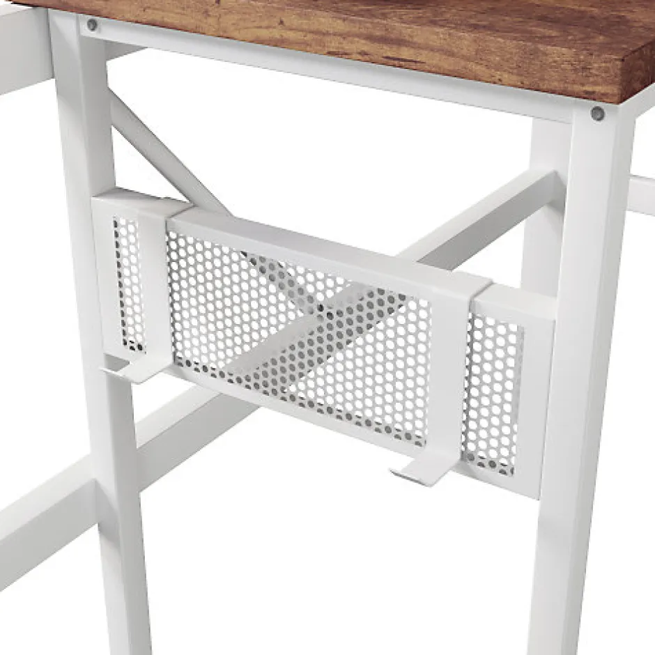 ModernLuxe Lit mezzanine 140x200cm - structure en fer - bureau intégré - LED - USB et prise - blanc (matelas non inclus)