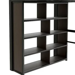 ModernLuxe Lit mezzanine 140x200cm - structure en fer - bureau - rangements - LED - escalier - noir (matelas non inclus) Sale