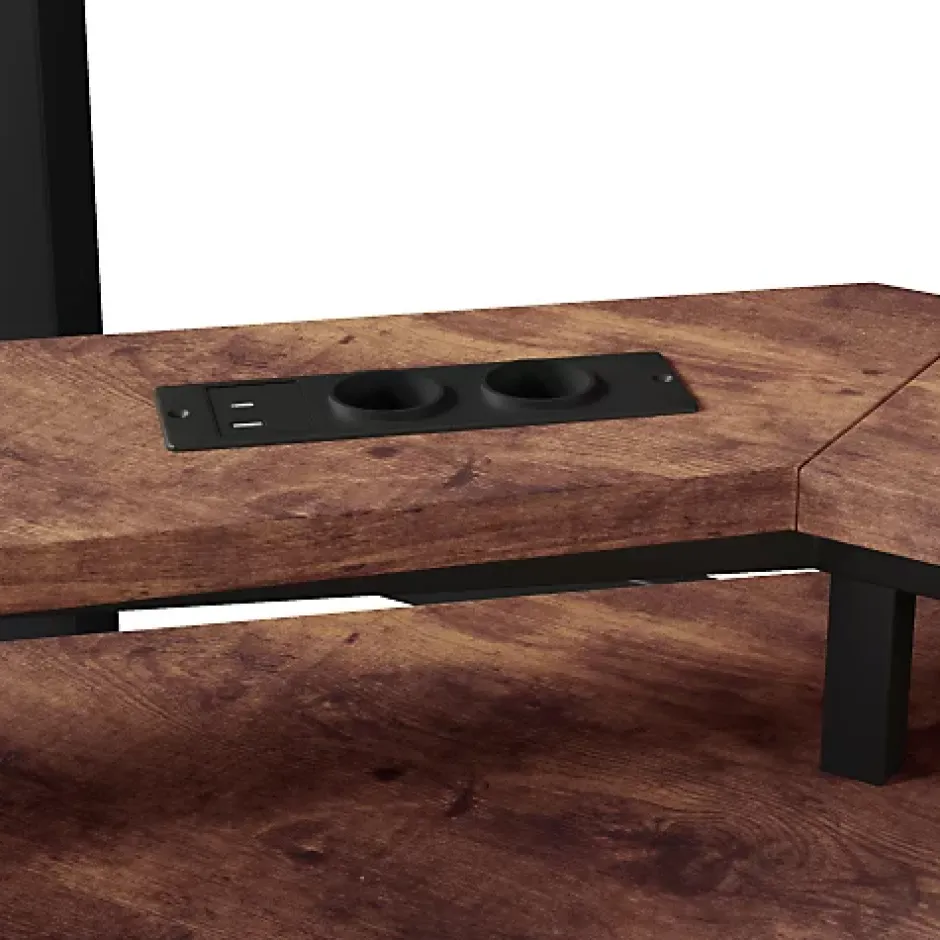 ModernLuxe Lit mezzanine 140x200cm - structure en fer - bureau intégré - LED - USB et prise - noir (matelas non inclus) Sale