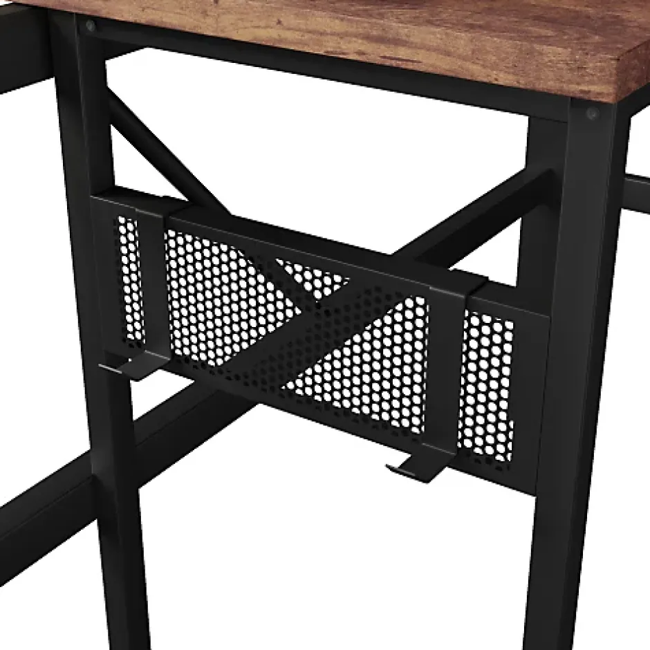 ModernLuxe Lit mezzanine 140x200cm - structure en fer - bureau intégré - LED - USB et prise - noir (matelas non inclus) Sale